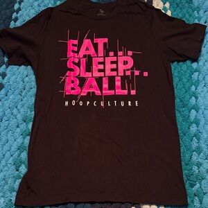 Like New Hoop Culture Black T-Shirt with Pink Graphic